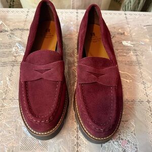 White Mountain Women's Suede Penny Loafers in Burgundy